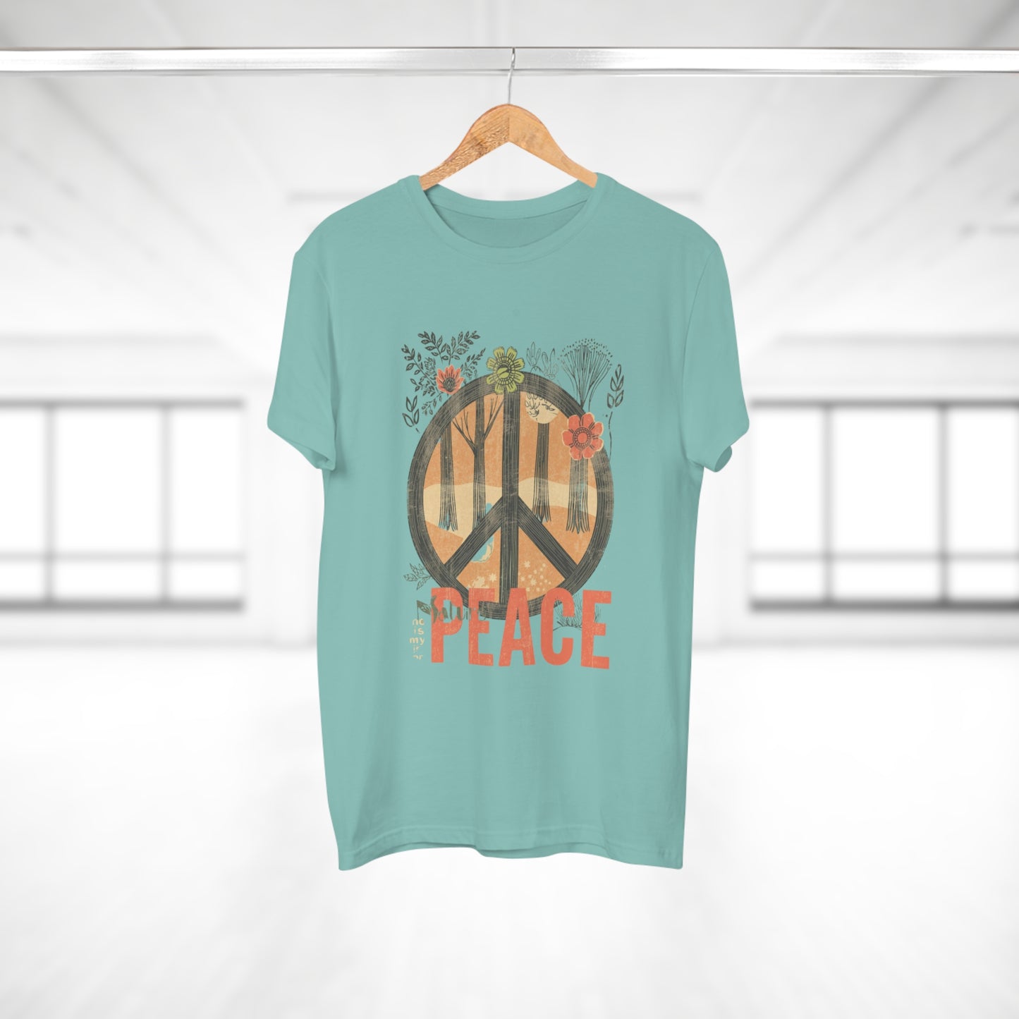 Vintage Peace Sign T-Shirt | Floral Forest Retro