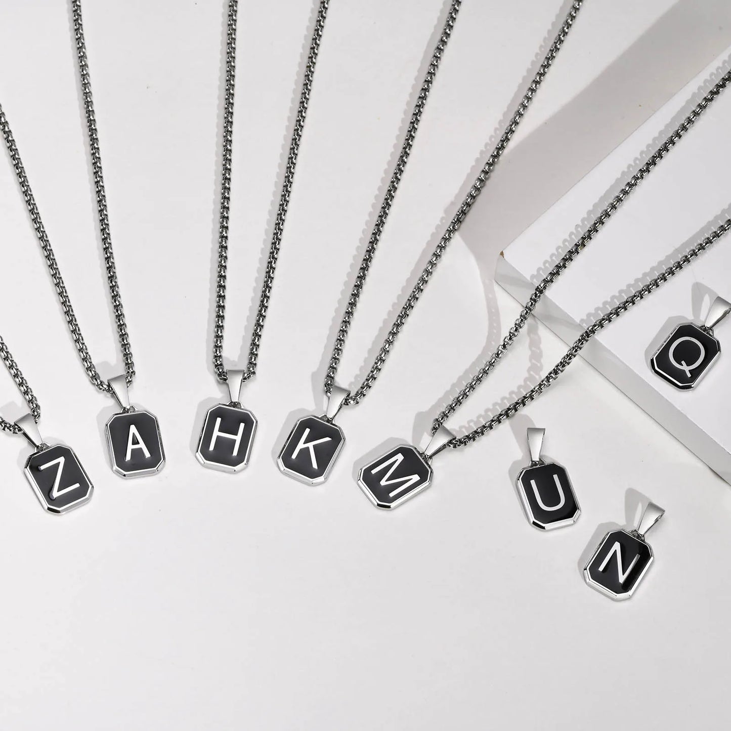 Herren Initialen Kette Edelstahl A–Z – Personalisiertes Pendant