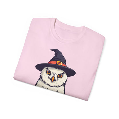 Halloween Owl Tee, Spooky Cotton T-Shirt for Fall, Unisex Graphic Tee for Halloween Parties, Gift for Owl Lovers, Casual Halloween Style