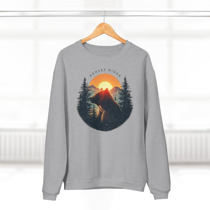 Sunset Ridge Adventure Sweatshirt, Unisex Cozy Crew Neck, Perfect for Nature Lovers, Great for Hiking, Camping, Gift for Outdoor Enthusiasts