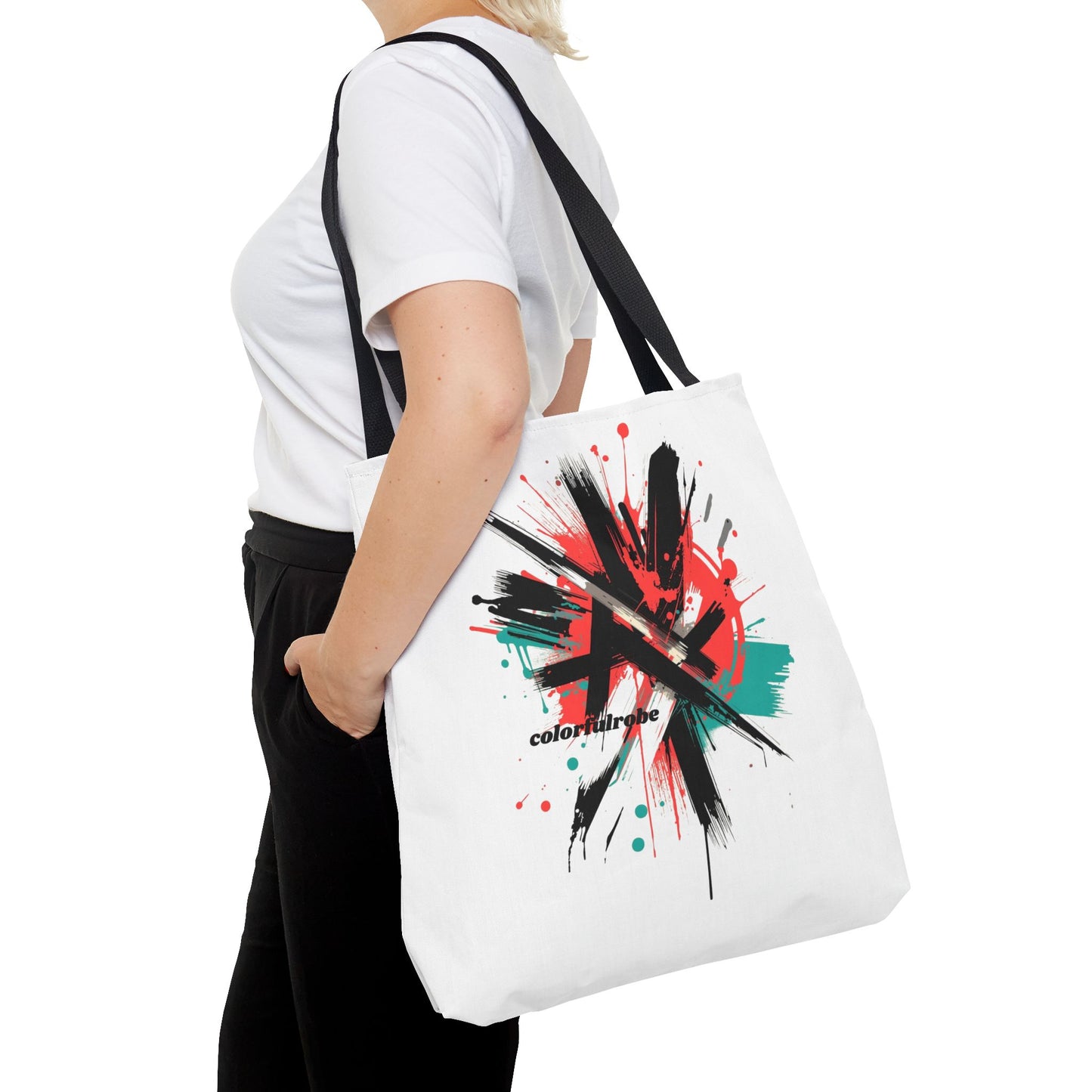 Einkaufstasche „Urban Splash“ – Street-Art Canvas Bag mit schwarzem Henkel – 3 Größen – ColorfulRobe