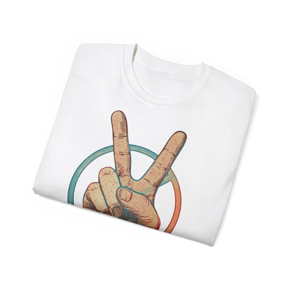 Peace Sign Unisex Ultra Cotton Tee, Graphic Tee, Casual Wear, Gift for Friends, Summer Outfit, Eco-Friendly Fashion
