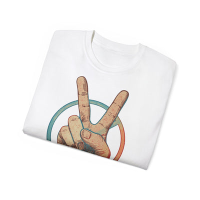 Peace Sign Unisex Ultra Cotton Tee, Graphic Tee, Casual Wear, Gift for Friends, Summer Outfit, Eco-Friendly Fashion