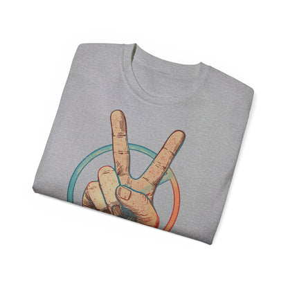 Peace Sign Unisex Ultra Cotton Tee, Graphic Tee, Casual Wear, Gift for Friends, Summer Outfit, Eco-Friendly Fashion