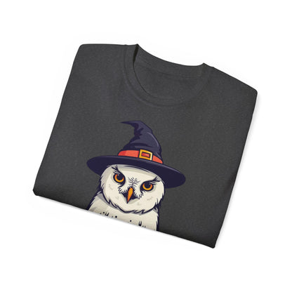 Halloween Owl Tee, Spooky Cotton T-Shirt for Fall, Unisex Graphic Tee for Halloween Parties, Gift for Owl Lovers, Casual Halloween Style