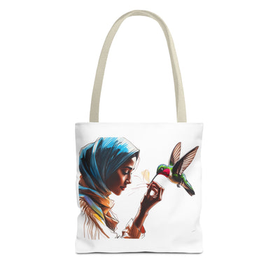 EcoFriendly Tote Bag mit Vogel und Frauenmotiv Perfekt als Geschenk