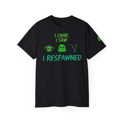 Gaming Humor Tee, I Came I Saw I Respawned Shirt, Unisex Cotton T-Shirt, Gaming Gift, Casual Wear, Geeky Tee