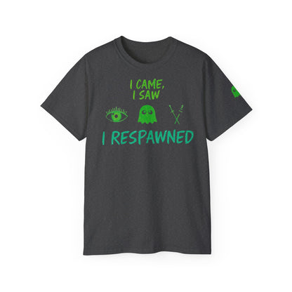 Gaming Humor Tee, I Came I Saw I Respawned Shirt, Unisex Cotton T-Shirt, Gaming Gift, Casual Wear, Geeky Tee