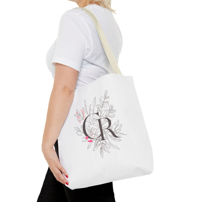 Einkaufstasche „CR Botanical Line Art“ – elegante Canvas Bag mit beige Henkel – 3 Größen