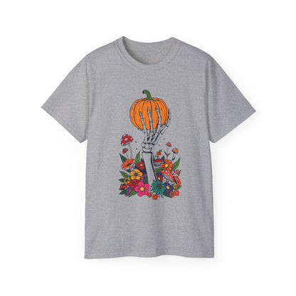 Pumpkin Bone Bloom Halloween Shirt mit Kürbis & Skelettblüten