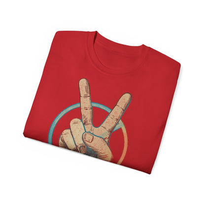 Peace Sign Unisex Ultra Cotton Tee, Graphic Tee, Casual Wear, Gift for Friends, Summer Outfit, Eco-Friendly Fashion