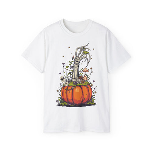 Pumpkin Bone Bloom  Halloween Shirt mit Kürbis & Skelettblüten