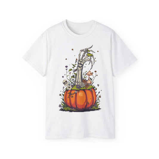 Pumpkin Bone Bloom  Halloween Shirt mit Kürbis & Skelettblüten