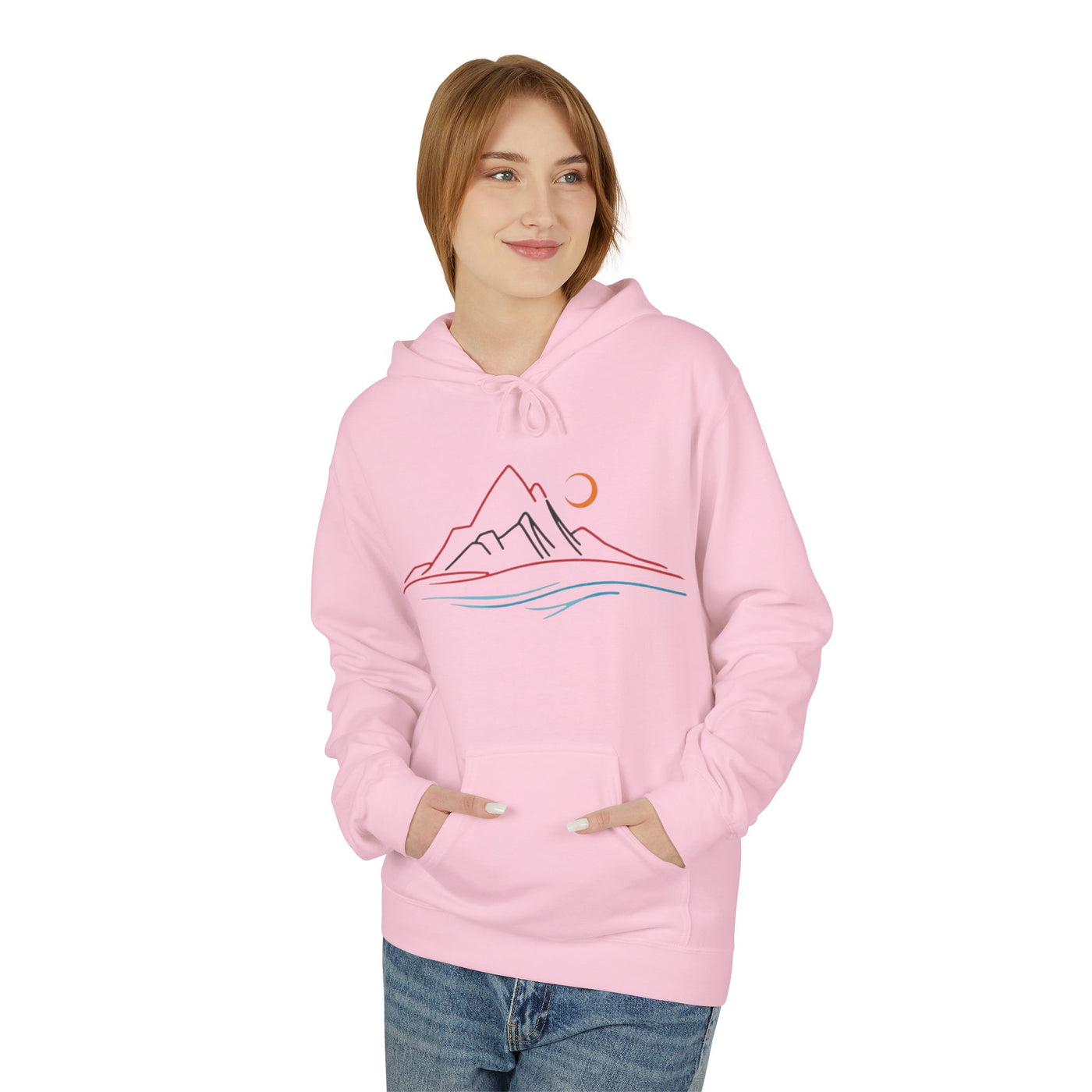 Mountain Sunrise Unisex Fleece Hoodie, Cozy Outdoor Apparel, Gifts for Nature Lovers, Hiking Gear, Fall Fashion