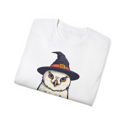 Halloween Owl Tee, Spooky Cotton T-Shirt for Fall, Unisex Graphic Tee for Halloween Parties, Gift for Owl Lovers, Casual Halloween Style