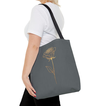 Minimalistische Rose Tote Bag – Goldene Line Art