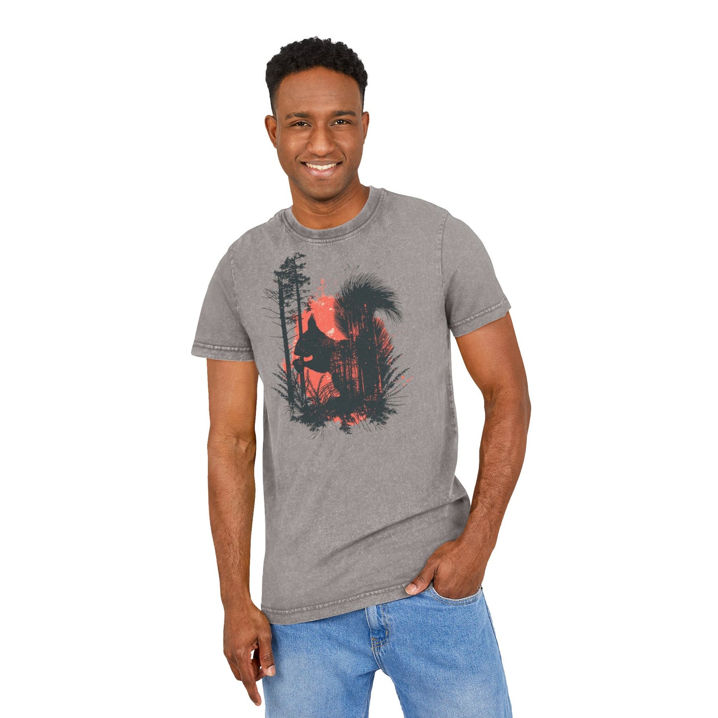 Squirrel Forest Sunset T-Shirt – Eichhörnchen Naturmotiv