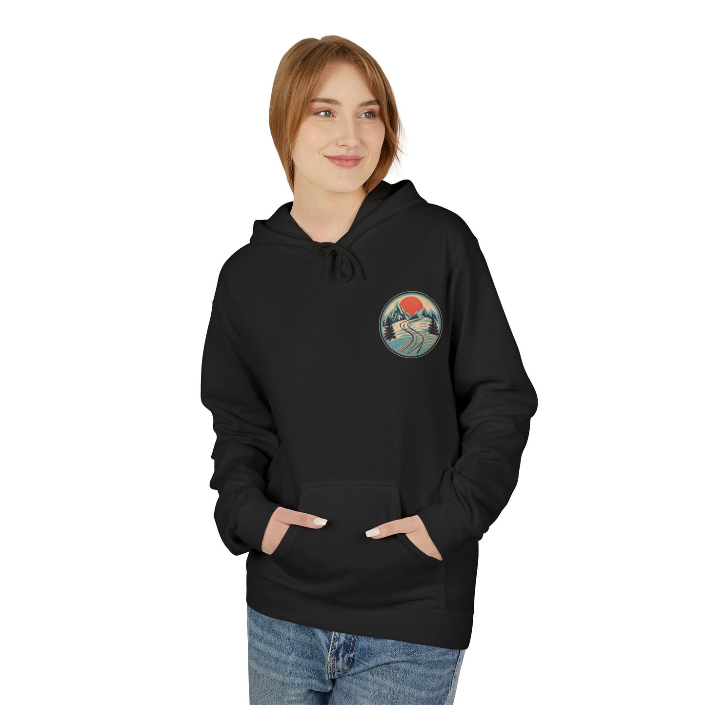 Hoodie „Ski Horizon“ – Retro-Bergdesign mit großem Rückenmotiv – auch in Schwarz – ColorfulRobe