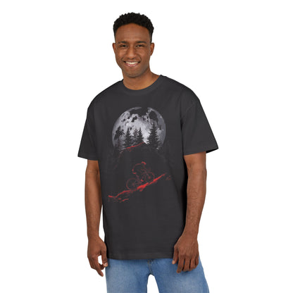 T-Shirt — Moonlit Forest Skull Graphic Tee (Red & Gray)