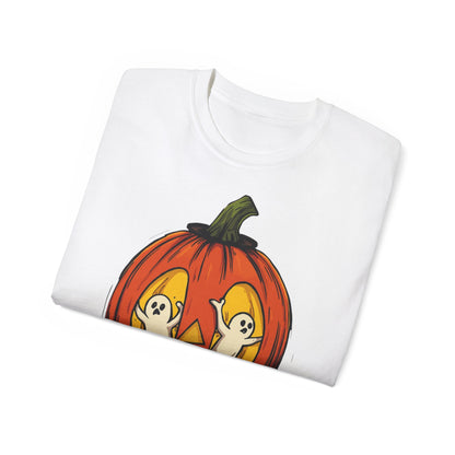 Pumpkin Ghost Tee, Halloween T-Shirt, Fall Shirt, Spooky Apparel, Unisex Graphic Tee, Pumpkin Lover Gift