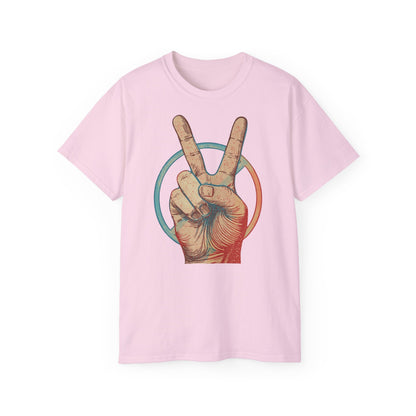 Peace Sign Unisex Ultra Cotton Tee, Graphic Tee, Casual Wear, Gift for Friends, Summer Outfit, Eco-Friendly Fashion