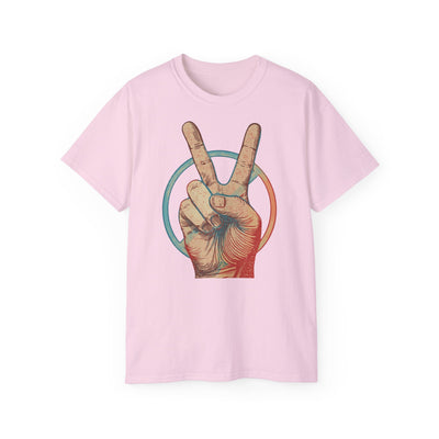 Peace Sign Unisex Ultra Cotton Tee, Graphic Tee, Casual Wear, Gift for Friends, Summer Outfit, Eco-Friendly Fashion