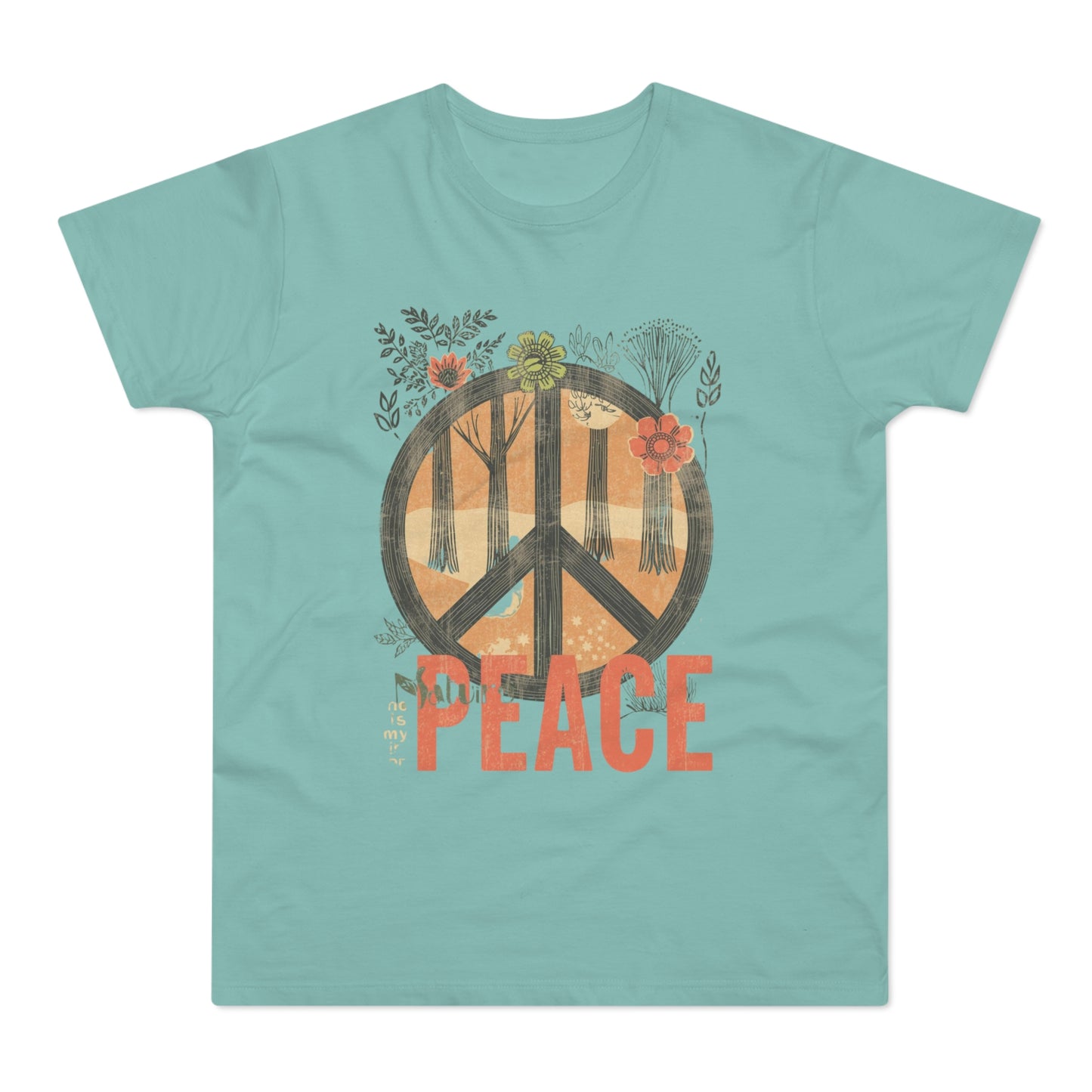 Vintage Peace Sign T-Shirt | Floral Forest Retro