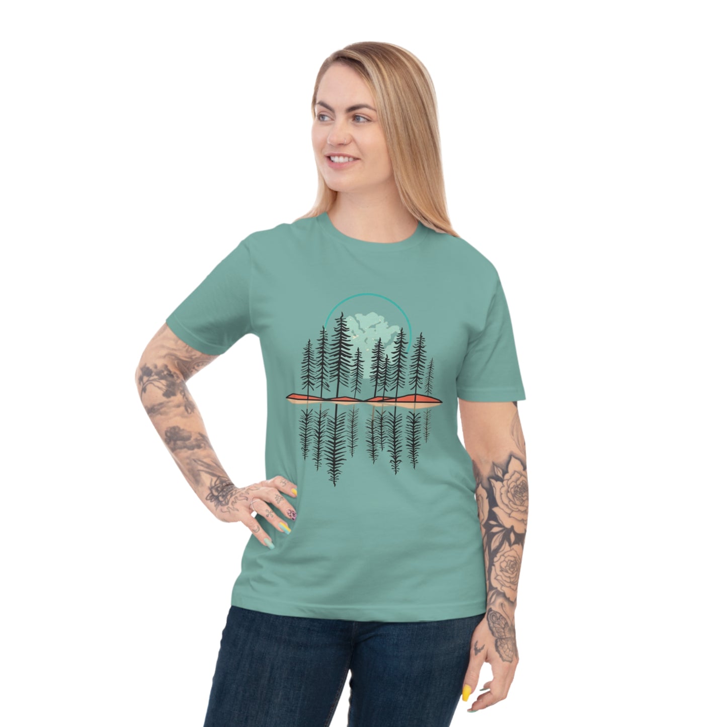 T-Shirt „Forest Reflection“ – Naturmotiv mit Spiegelung – in 3 Farben – ColorfulRobe