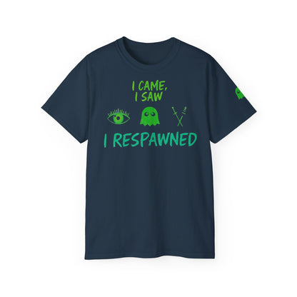 Gaming Humor Tee, I Came I Saw I Respawned Shirt, Unisex Cotton T-Shirt, Gaming Gift, Casual Wear, Geeky Tee