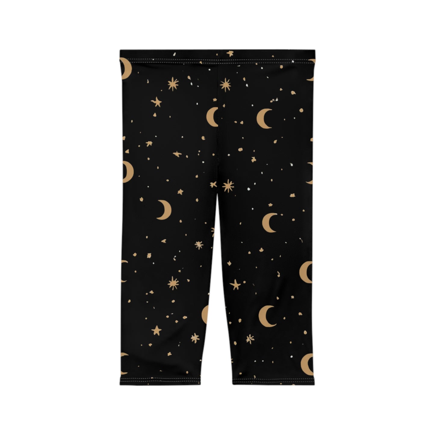 Celestial Women's Capri Leggings - Stars & Moon Pattern