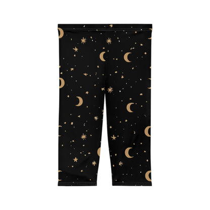 Celestial Women's Capri Leggings - Stars & Moon Pattern