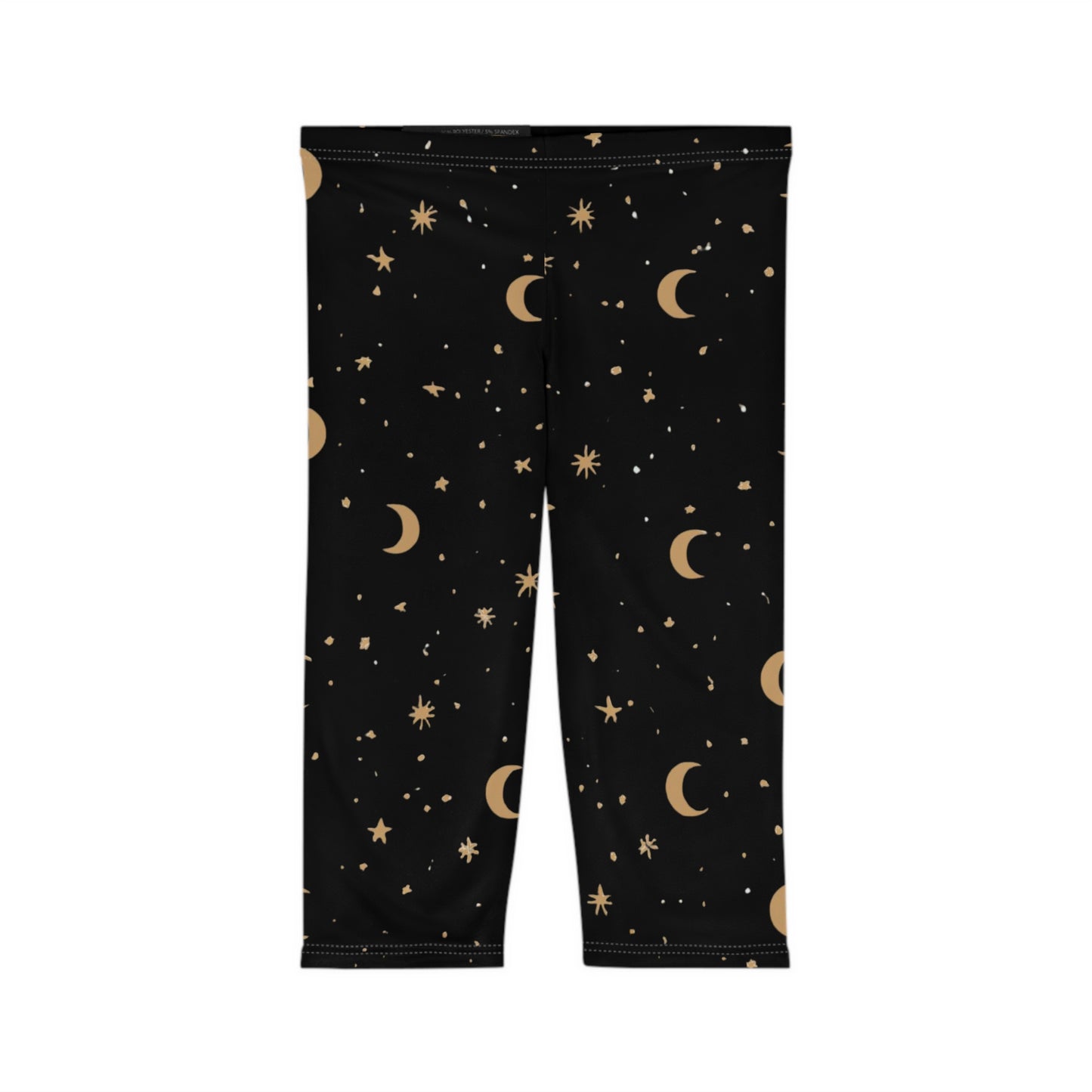 Celestial Women's Capri Leggings - Stars & Moon Pattern