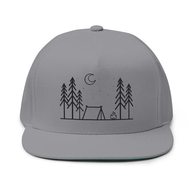 Nature-Inspired Flat Bill Cap, Outdoor Adventure Hat, Embroidered Camping Cap, Gift for Hikers, Unisex Cap for Nature Lovers