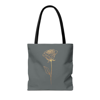Minimalistische Rose Tote Bag – Goldene Line Art