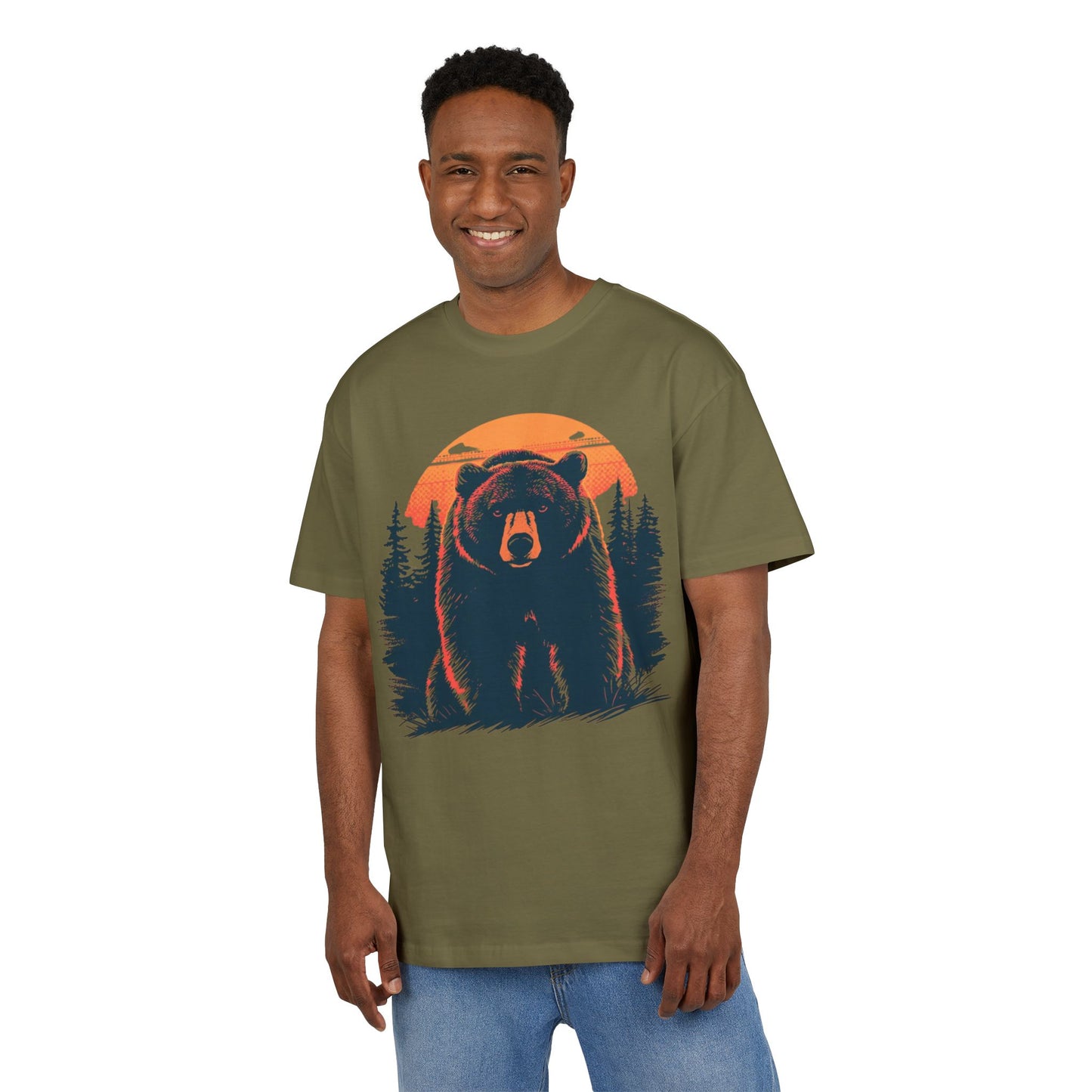 Wild Spirit Bear Oversize T-Shirt – Natur & Adventure Design mit Sonnenuntergang