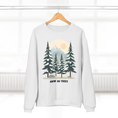 Snowy Trees Unisex Crew Neck Sweatshirt - Cozy Nature Vibe, Perfect for Outdoor Lovers, Gift for Holidays, Casual Wear, Layering