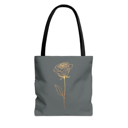 Minimalistische Rose Tote Bag – Goldene Line Art