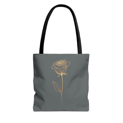 Minimalistische Rose Tote Bag – Goldene Line Art