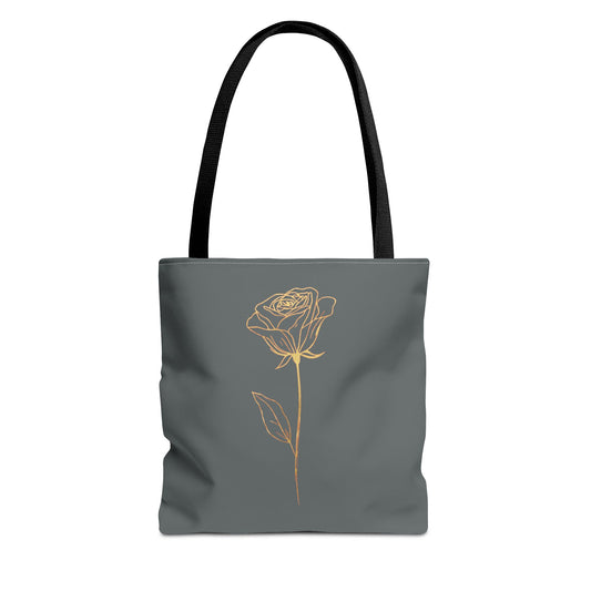 Minimalistische Rose Tote Bag – Goldene Line Art