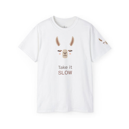 Take It Slow Llama Tee, Cute Motivational T-Shirt, Funny Gift, Casual Wear, Animal Lover Shirt, Perfect for Relaxation