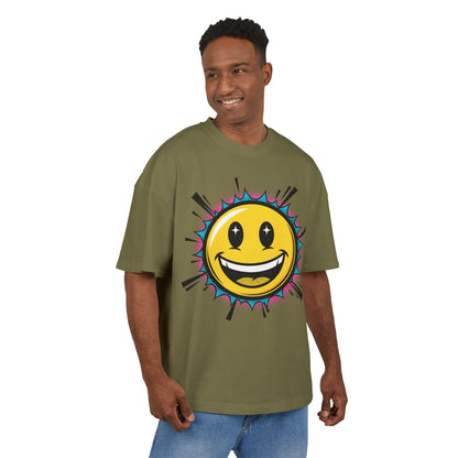 Retro Smiley Sonnen T-Shirt | Oversize Olive Graphic Tee