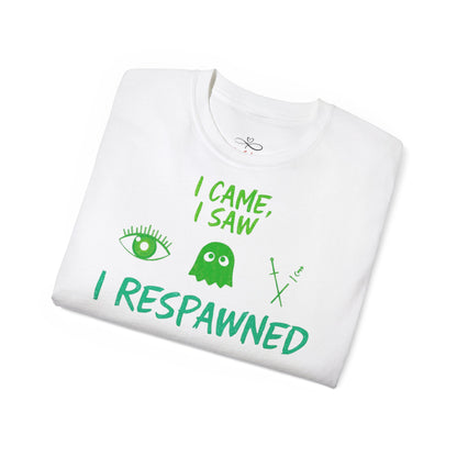 Gaming Humor Tee, I Came I Saw I Respawned Shirt, Unisex Cotton T-Shirt, Gaming Gift, Casual Wear, Geeky Tee