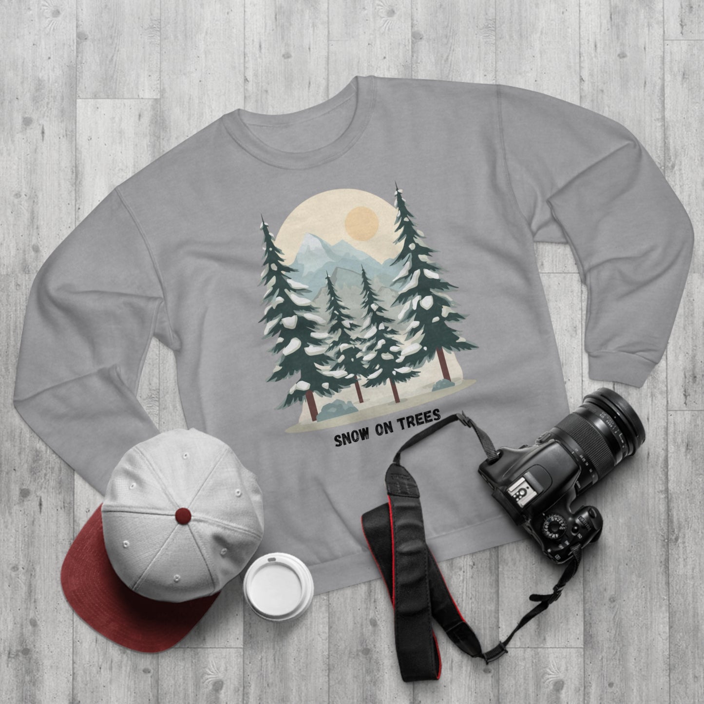 Snowy Trees Unisex Crew Neck Sweatshirt - Cozy Nature Vibe, Perfect for Outdoor Lovers, Gift for Holidays, Casual Wear, Layering