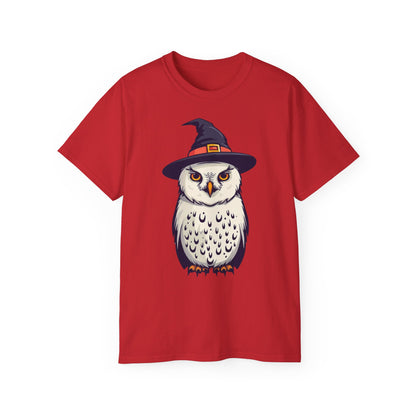 Halloween Owl Tee, Spooky Cotton T-Shirt for Fall, Unisex Graphic Tee for Halloween Parties, Gift for Owl Lovers, Casual Halloween Style