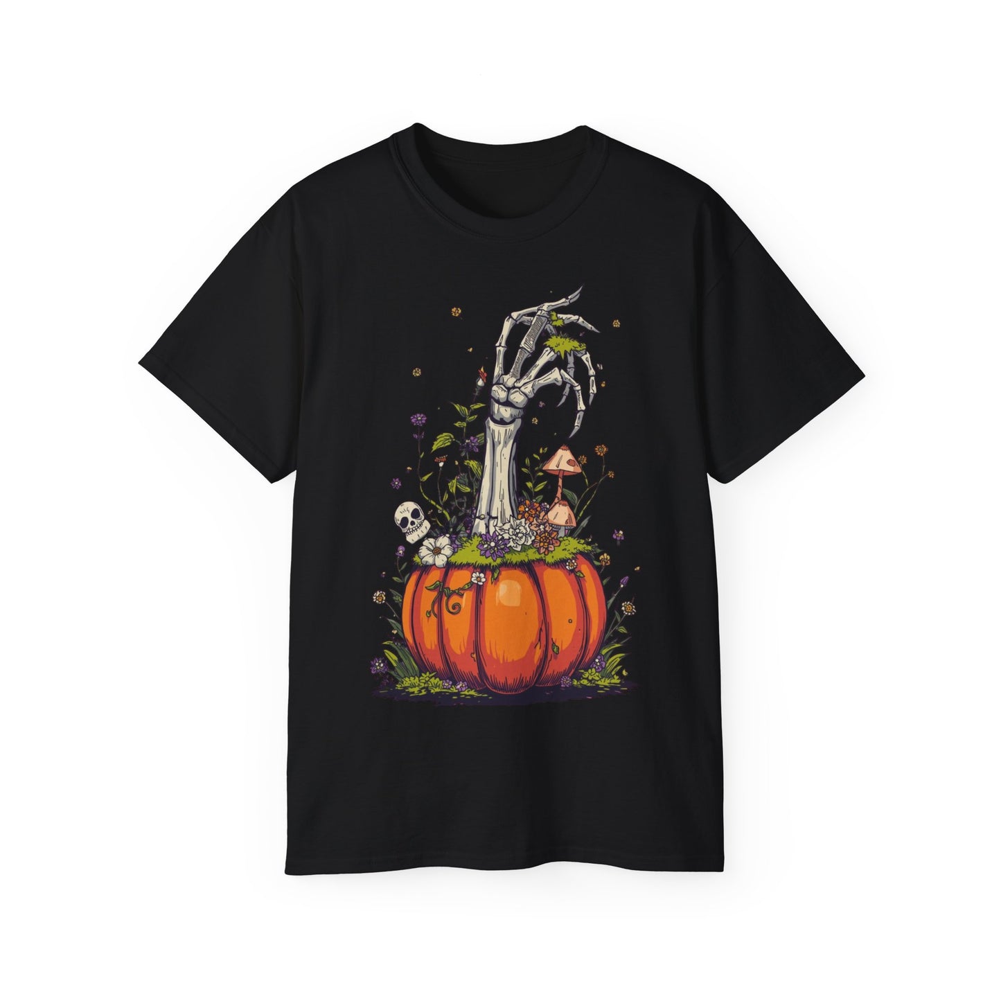 Pumpkin Bone Bloom  Halloween Shirt mit Kürbis & Skelettblüten