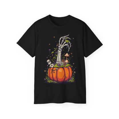 Pumpkin Bone Bloom  Halloween Shirt mit Kürbis & Skelettblüten