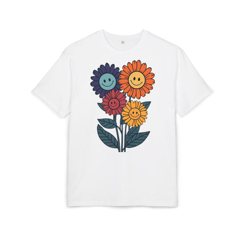Happy Flower T-Shirt | Lächelnde Retro-Blumen im Hippie-Stil