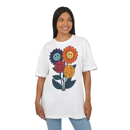 Happy Flower T-Shirt | Lächelnde Retro-Blumen im Hippie-Stil