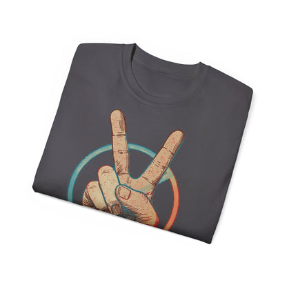 Peace Sign Unisex Ultra Cotton Tee, Graphic Tee, Casual Wear, Gift for Friends, Summer Outfit, Eco-Friendly Fashion