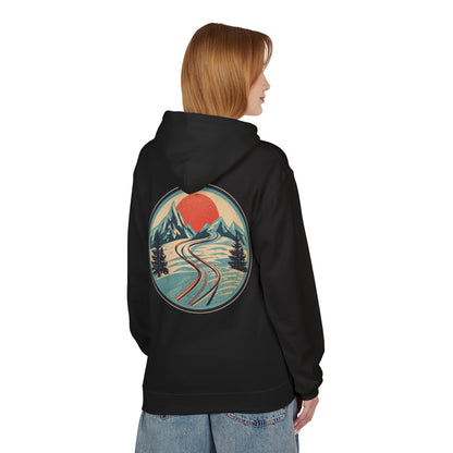 Hoodie „Ski Horizon“ – Retro-Bergdesign mit großem Rückenmotiv – auch in Schwarz – ColorfulRobe